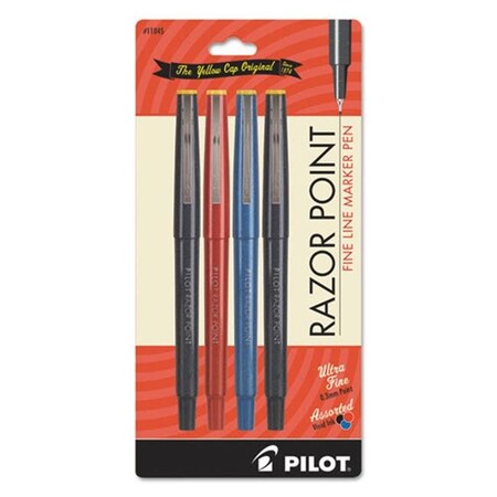Pilot Pilot Corp. Of America 11045 Fineliner Marker Pen; Ultra-Fine; Black/Blue/Red; .3mm; 4/Pack 11045